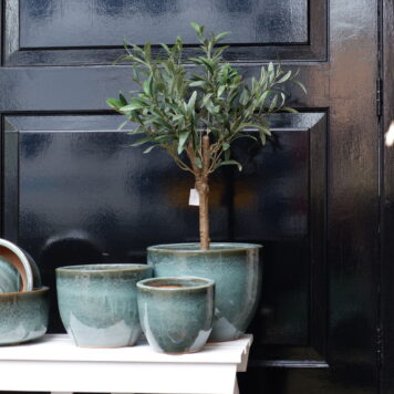 bloempot mos groen set van 3 glazed egg pot moss green diameter 10.5 14 en 17 cm2