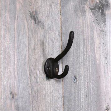 kapstok haakje smeedijzer antiek bruin dubbel hoog 7 cm diep 4.5 cm diameter 2.5 cm