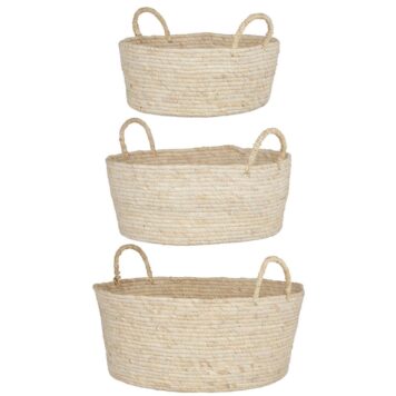 mand rond met grepen off white 3 maten diameter 50 45 en 38 cm ib-laursen basket set of 3 round with handles cream