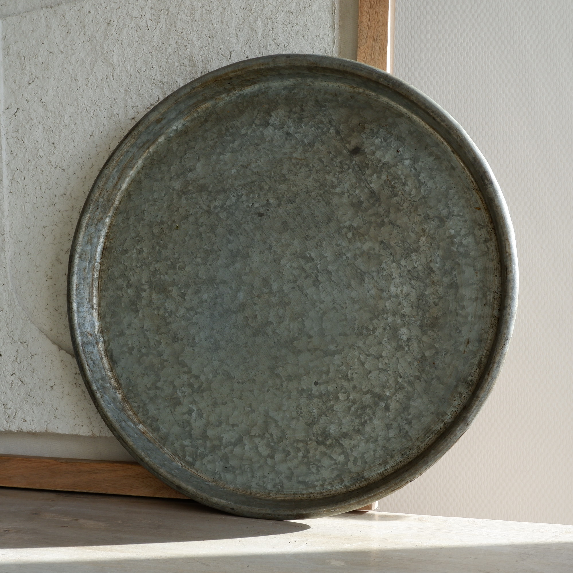 schaal plateau dienblad zink rond diameter 42 cm geheel gewolkt zink 2