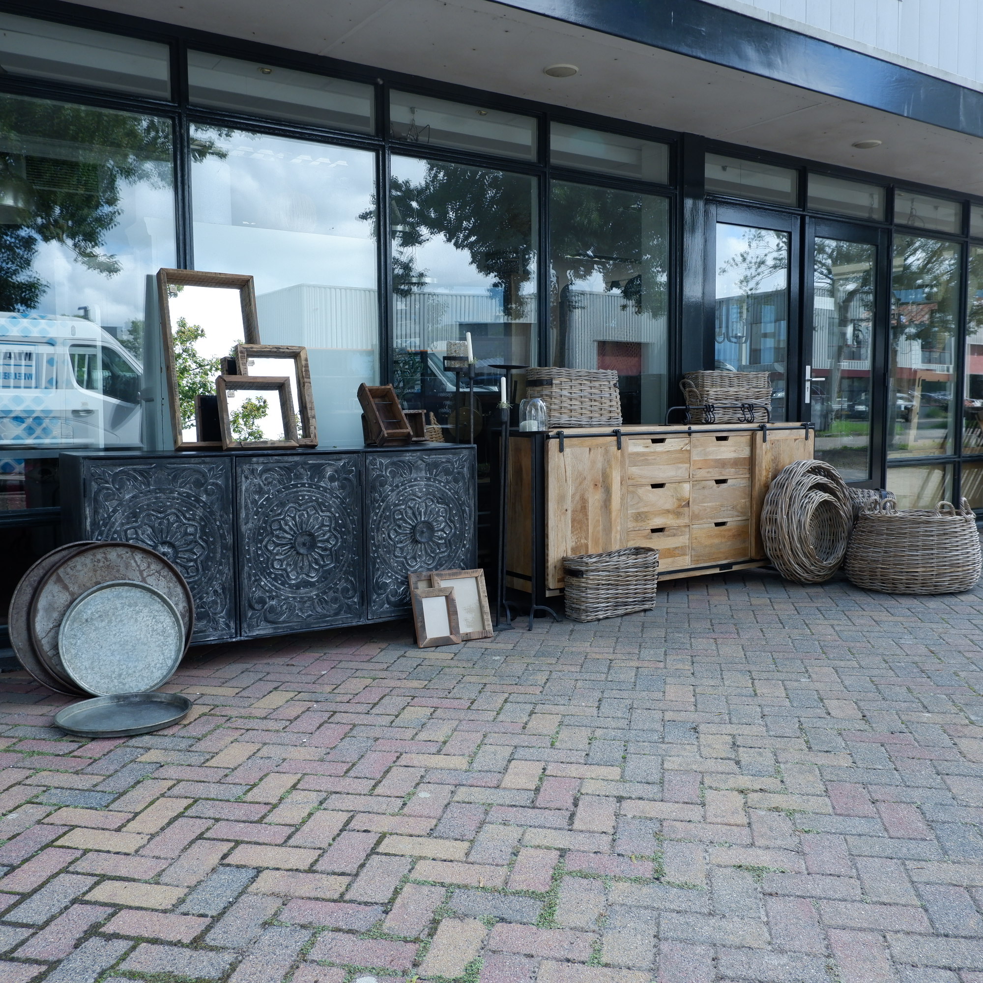 Dienblad oud zink 2 maten Ø42- en 55 cm - Afbeelding 7