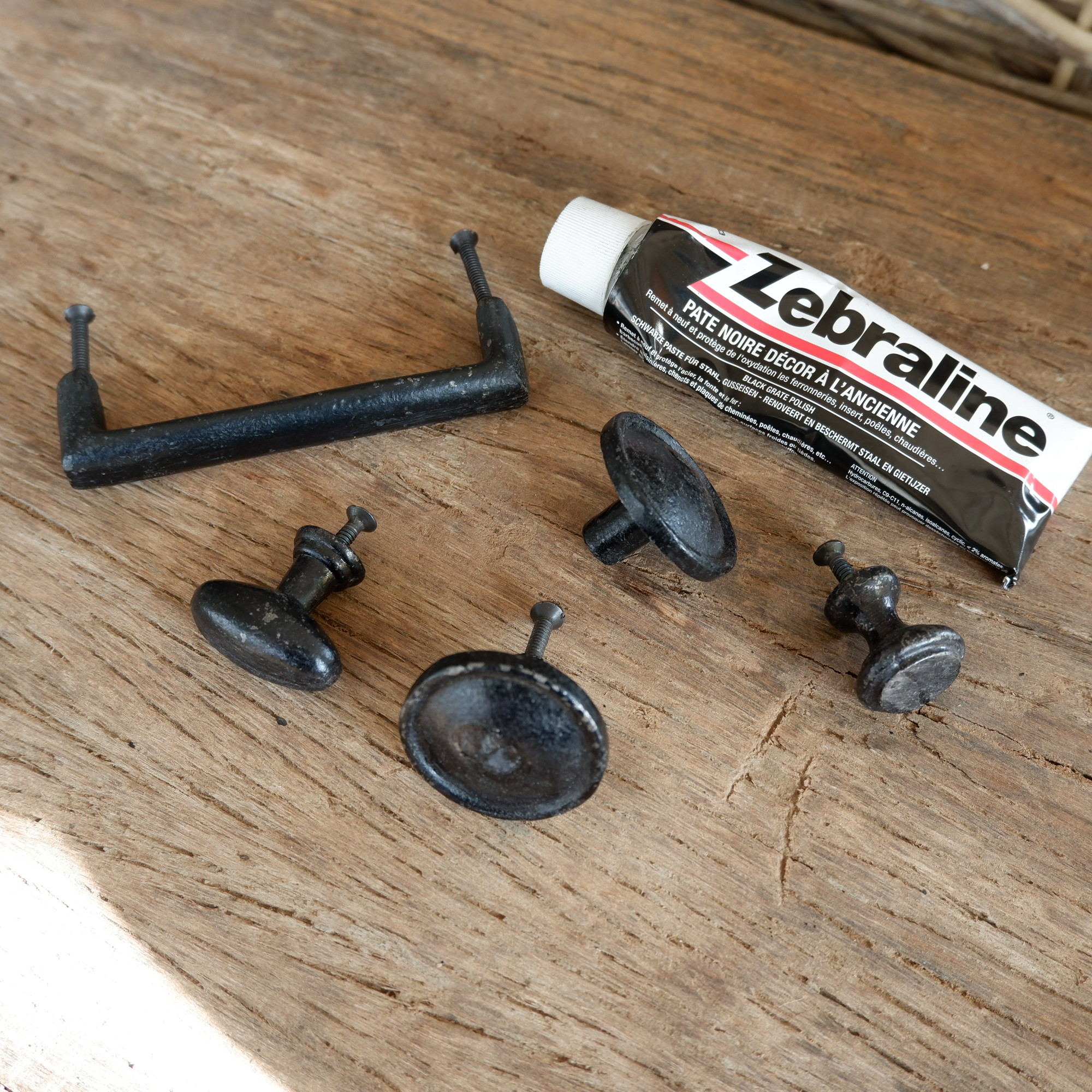 Handgreep breed 12 cm antiek zwart smeedijzer - Afbeelding 5