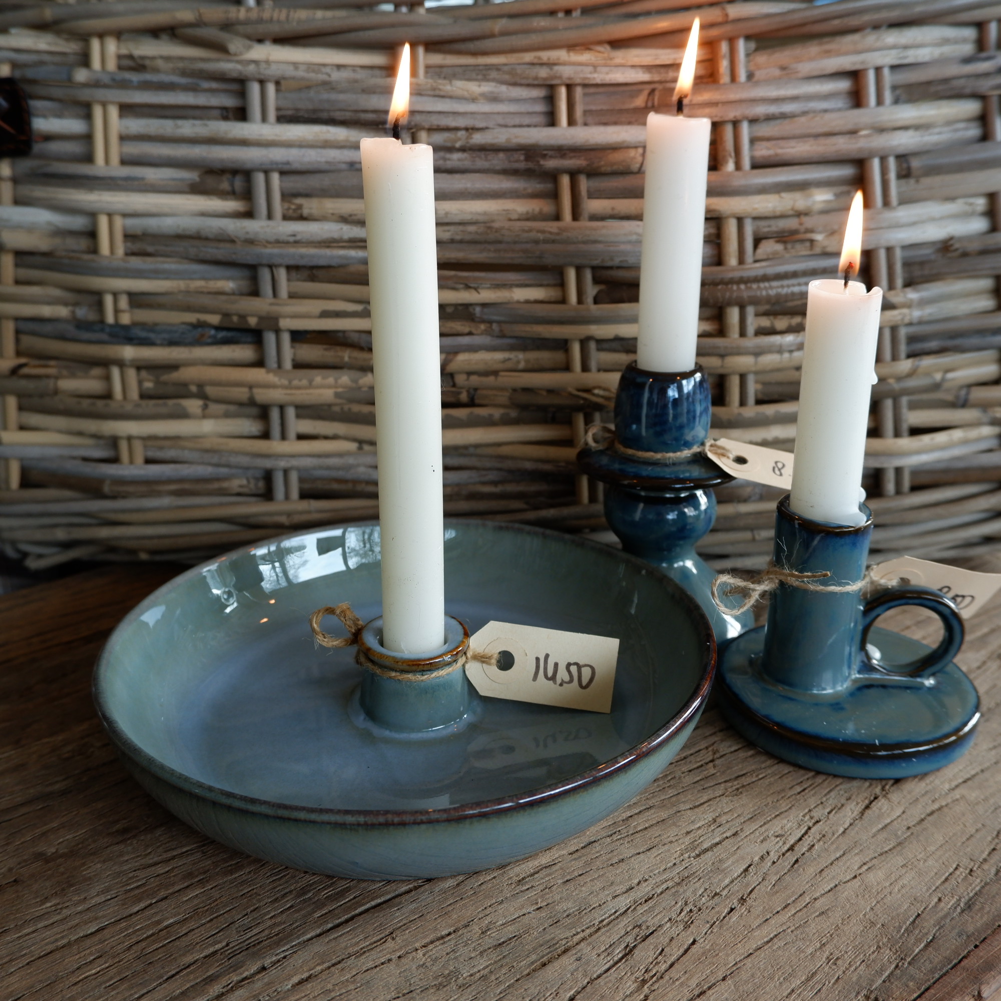 Kandelaar met oor voor dinerkaars zeeblauw - Afbeelding 8