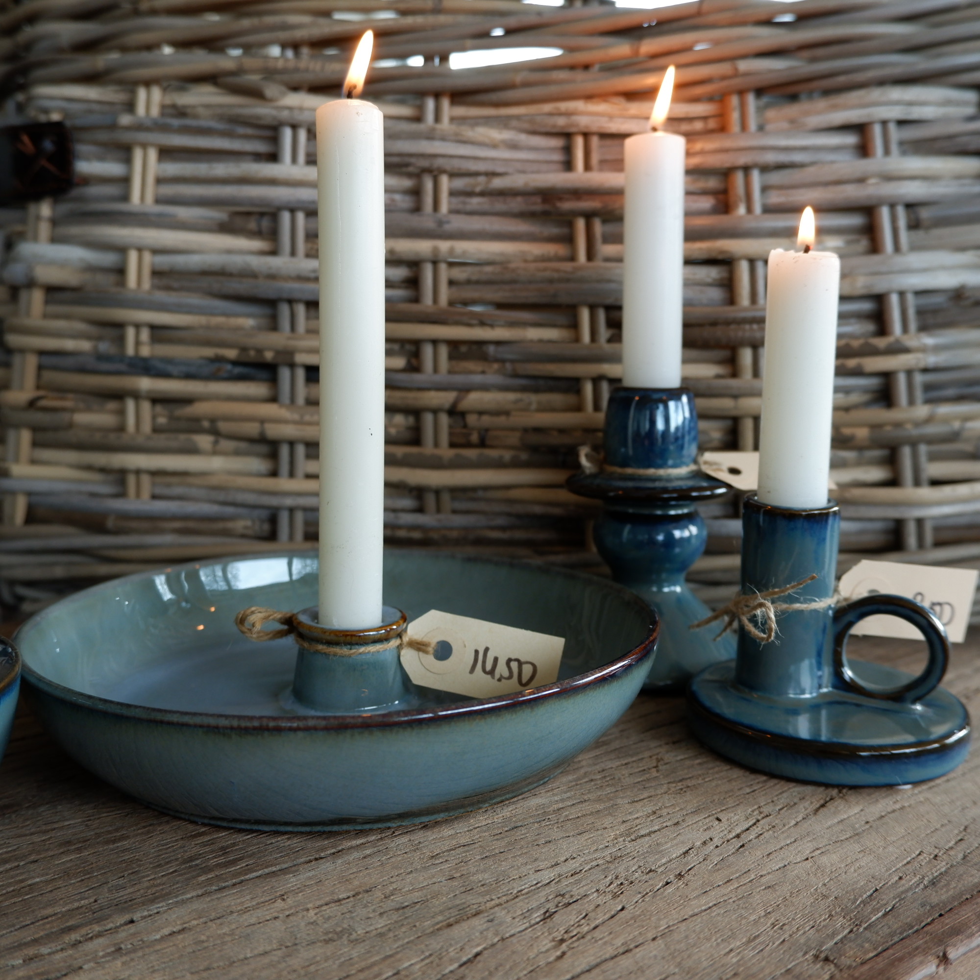 Kandelaar met oor voor dinerkaars zeeblauw - Afbeelding 7