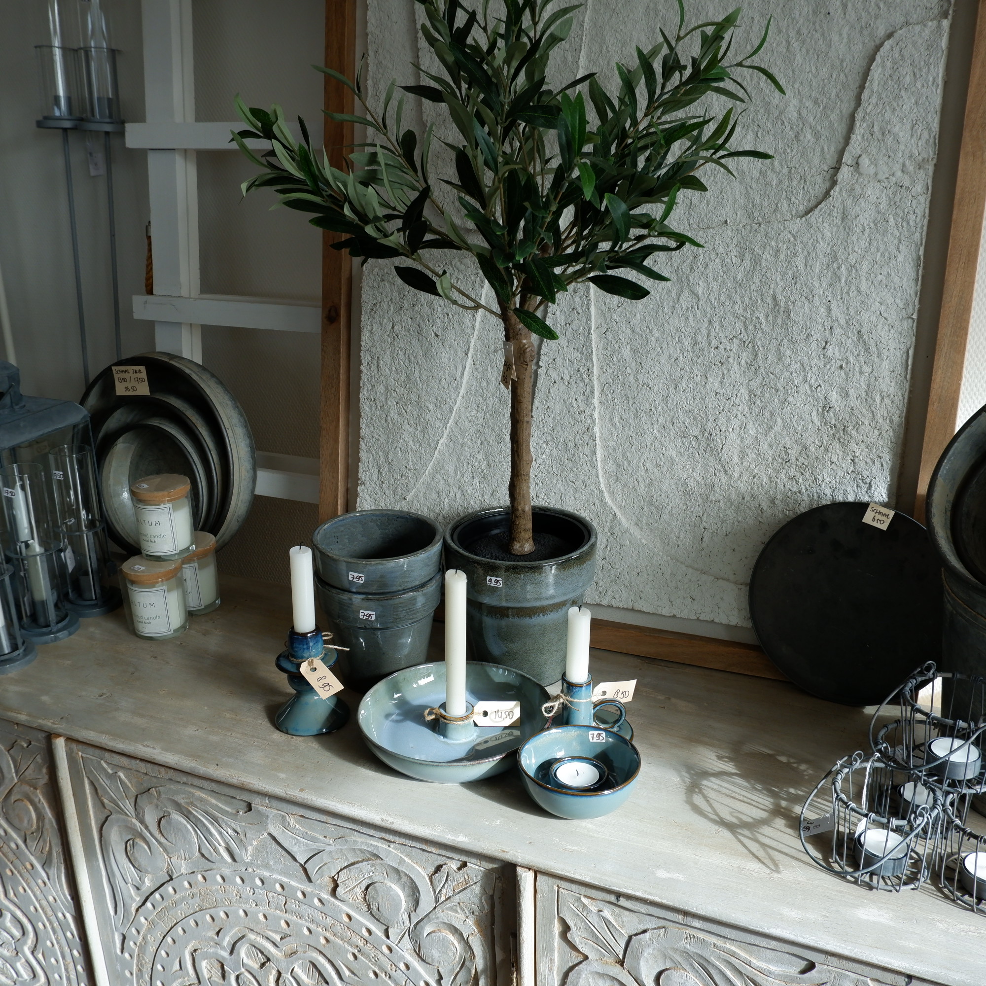 Kandelaar met oor voor dinerkaars zeeblauw - Afbeelding 9