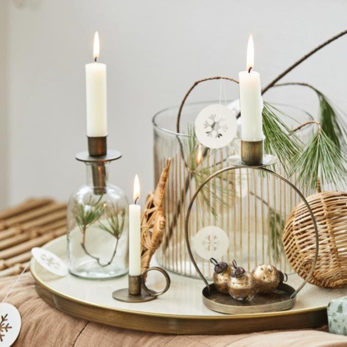 Fles kandelaar voor dinerkaars antiek brons - Afbeelding 7