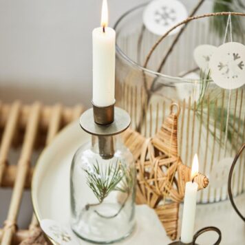 fles kandelaar voor dinerkaars antiek brons hoog 7 cm diameter 5 cm ib-laursen candle holder for 2.2 candle to put in a bottle2