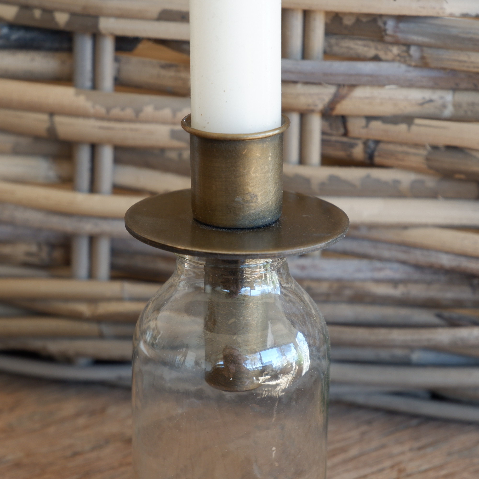 Fles kandelaar voor dinerkaars antiek brons - Afbeelding 2