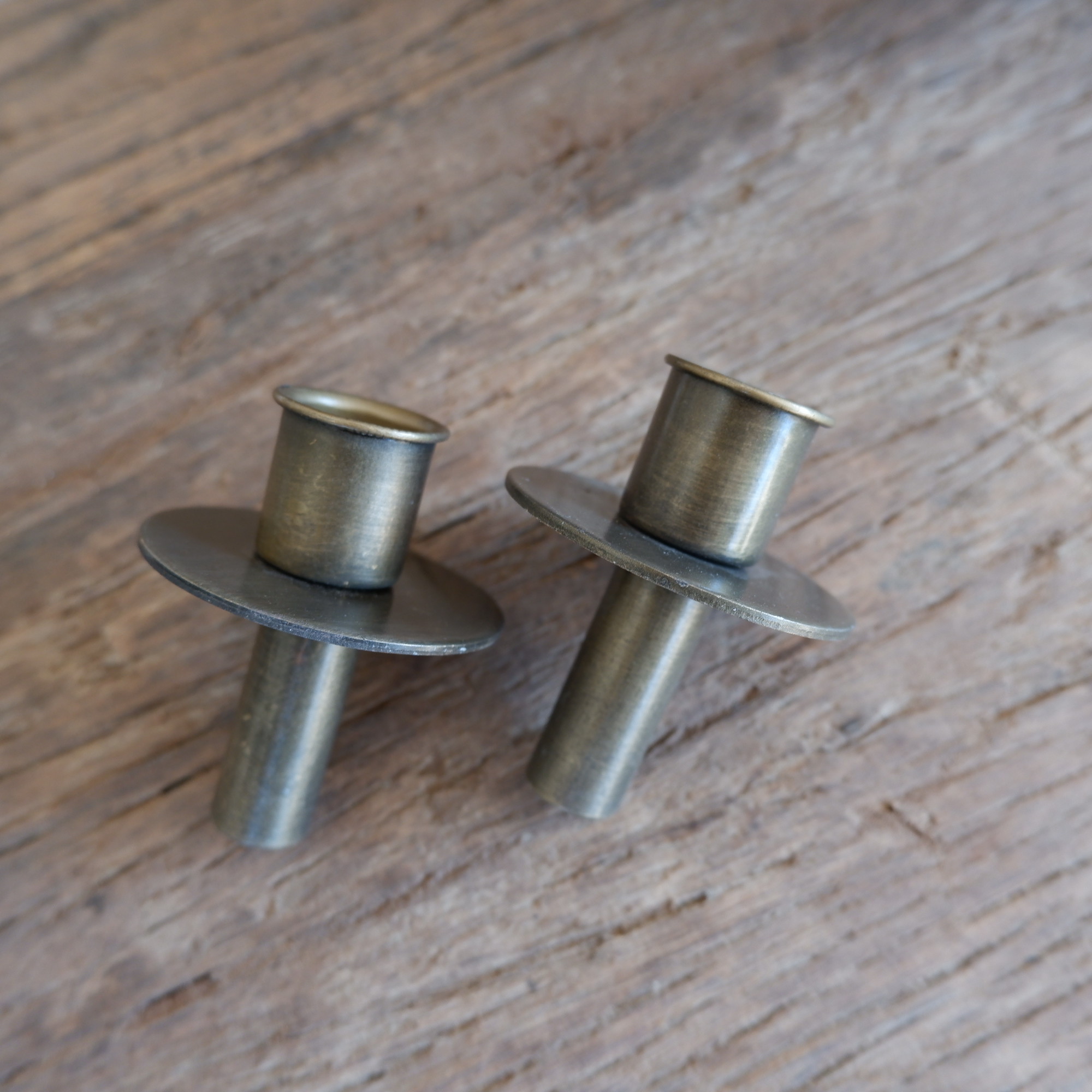 Fles kandelaar voor dinerkaars antiek brons - Afbeelding 4