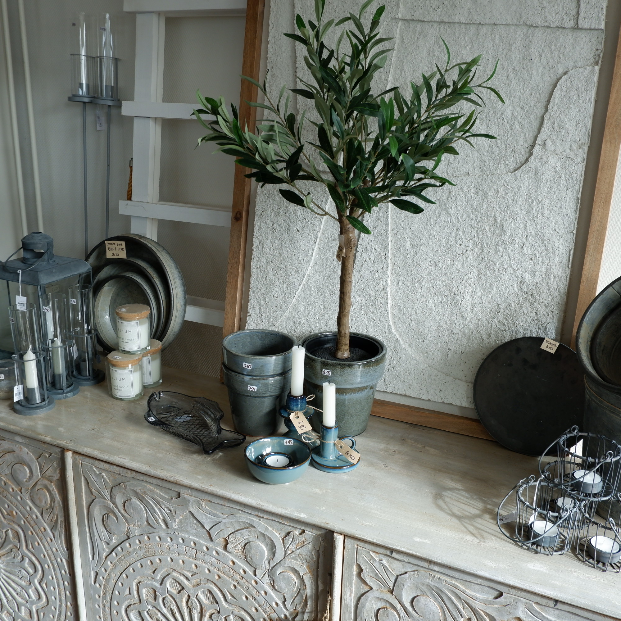 Kandelaar met oor voor dinerkaars zeeblauw - Afbeelding 5