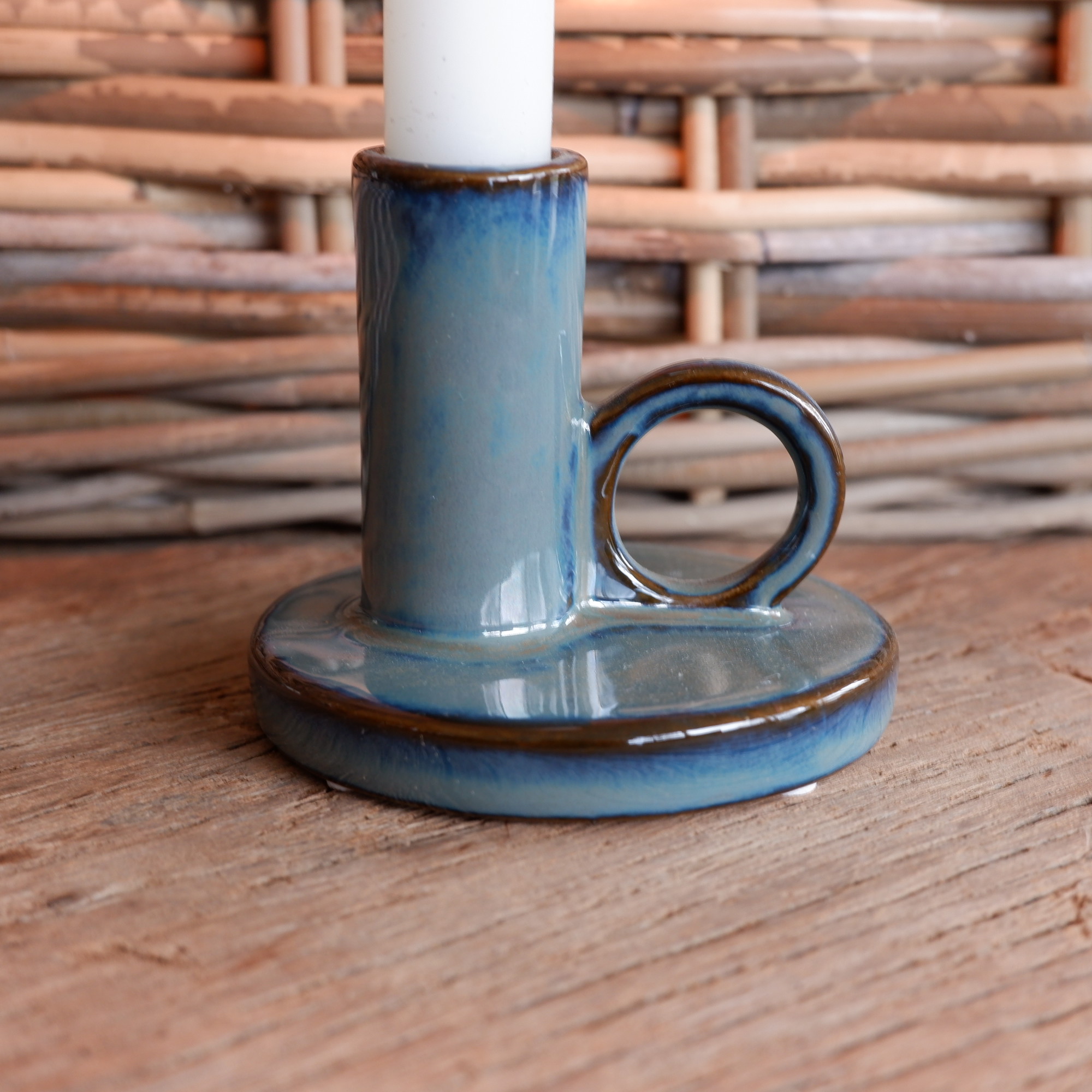 Kandelaar met oor voor dinerkaars zeeblauw - Afbeelding 4