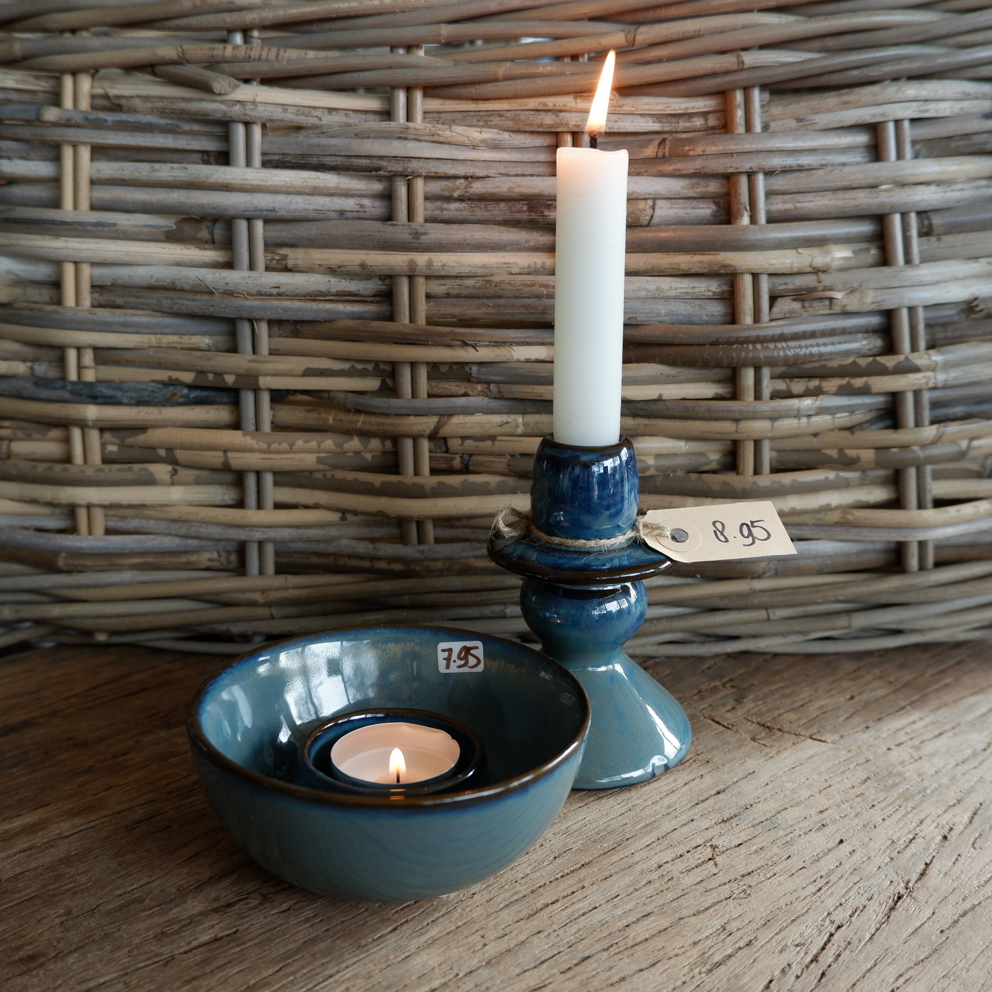 Kandelaar voor dinerkaars zeeblauw - Afbeelding 3