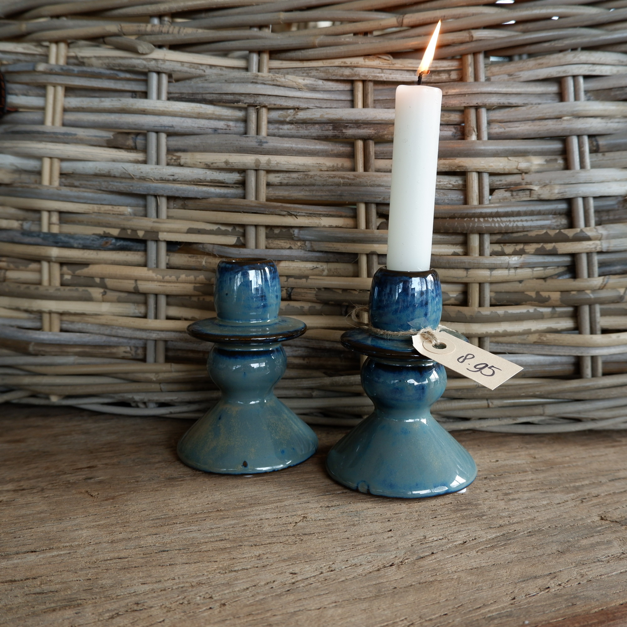Kandelaar voor dinerkaars zeeblauw - Afbeelding 2