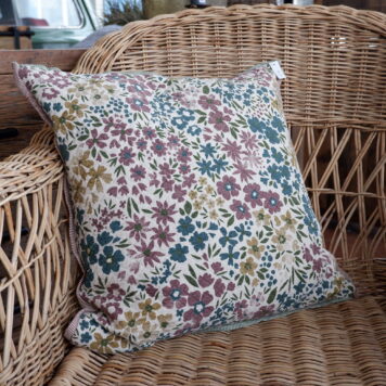 kussenhoes vigga 50 x 50 cm katoen multi colour bloemetjes ib-laursen cushion cover vigga multi coloured print double weaving backside neutral4