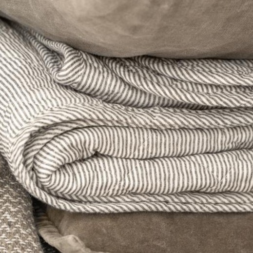 Plaid-quilt katoen krijtstreep beige-wit 130x180 cm - Afbeelding 3