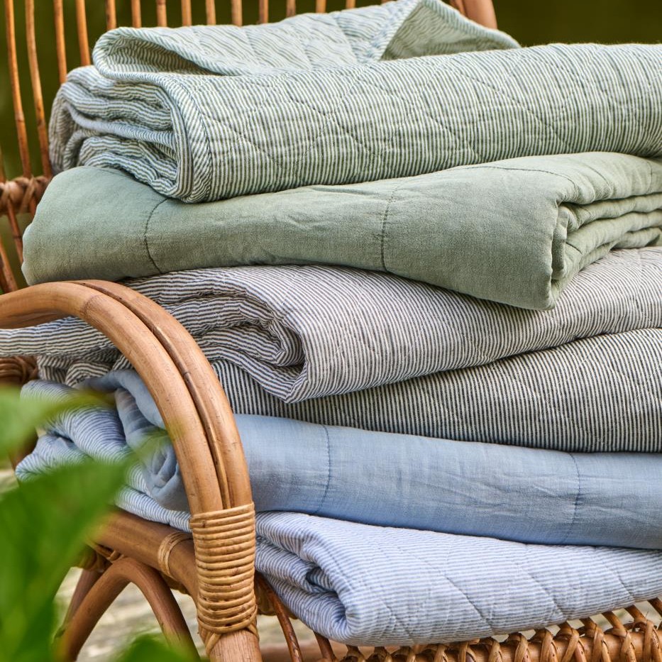 Plaid-quilt katoen krijtstreep beige-wit 130x180 cm - Afbeelding 5