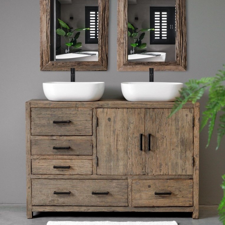 be-uniq dressoir badkamermeubel madrid 6 lades 2 deuren oud vergrijsd teak hout 85 cm hoog 125 cm breed en 40 cm diep12