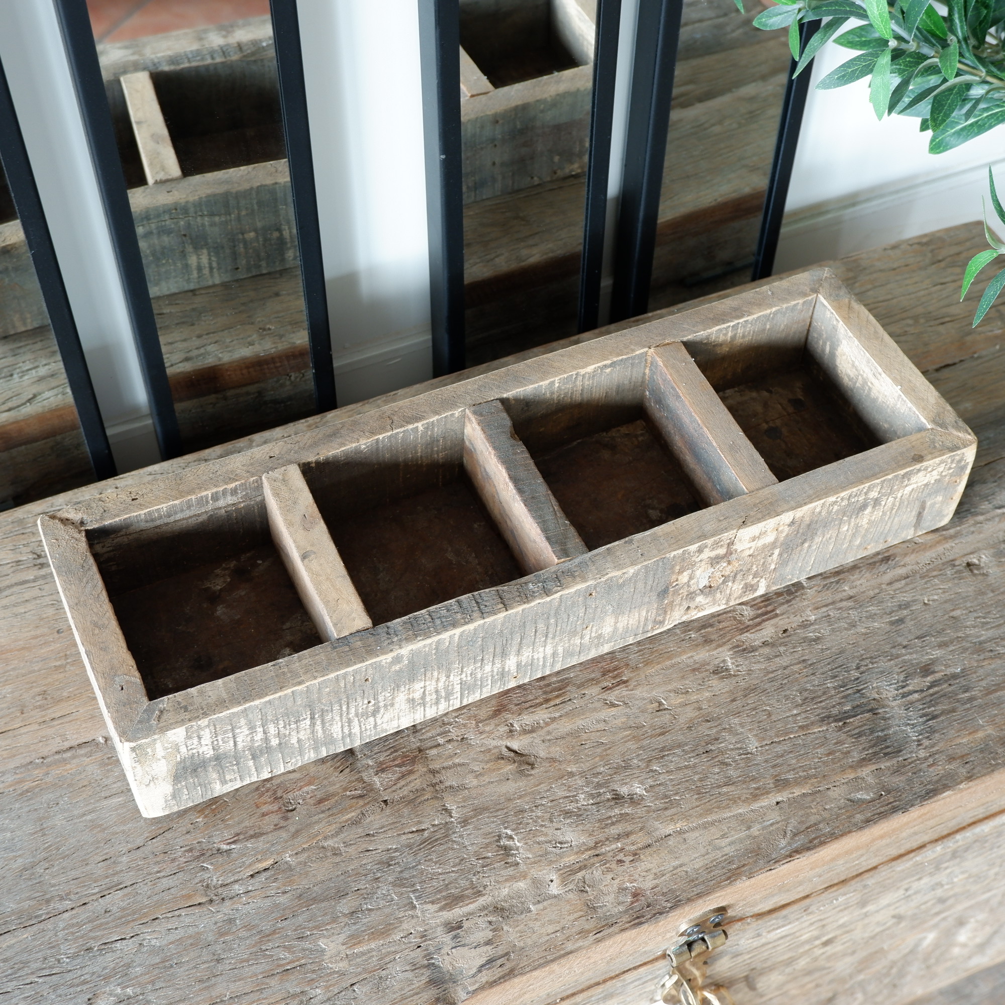 Dienblad 4 vakken oud hout - Afbeelding 2