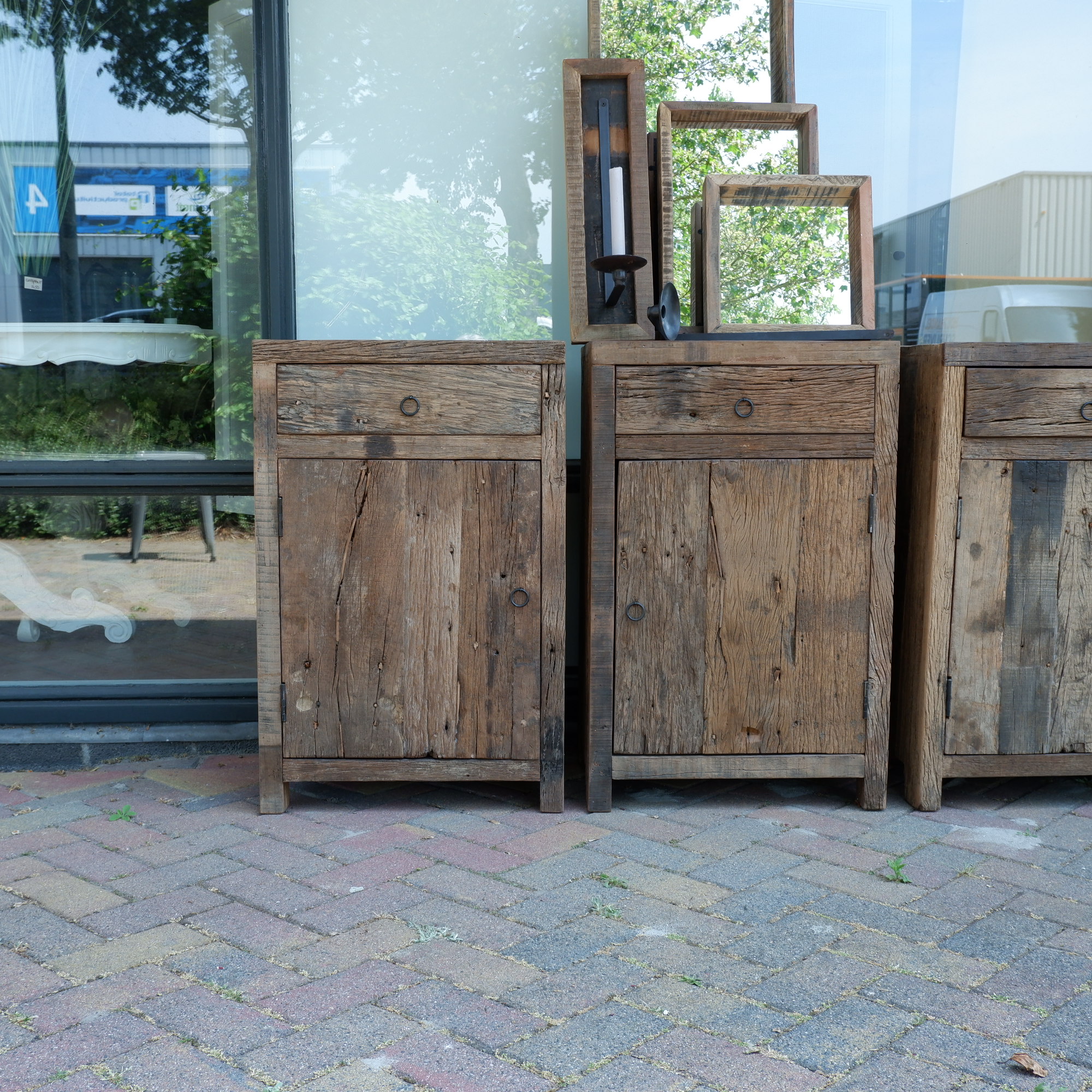 Nachtkast Old wood met lade en deur - Afbeelding 12