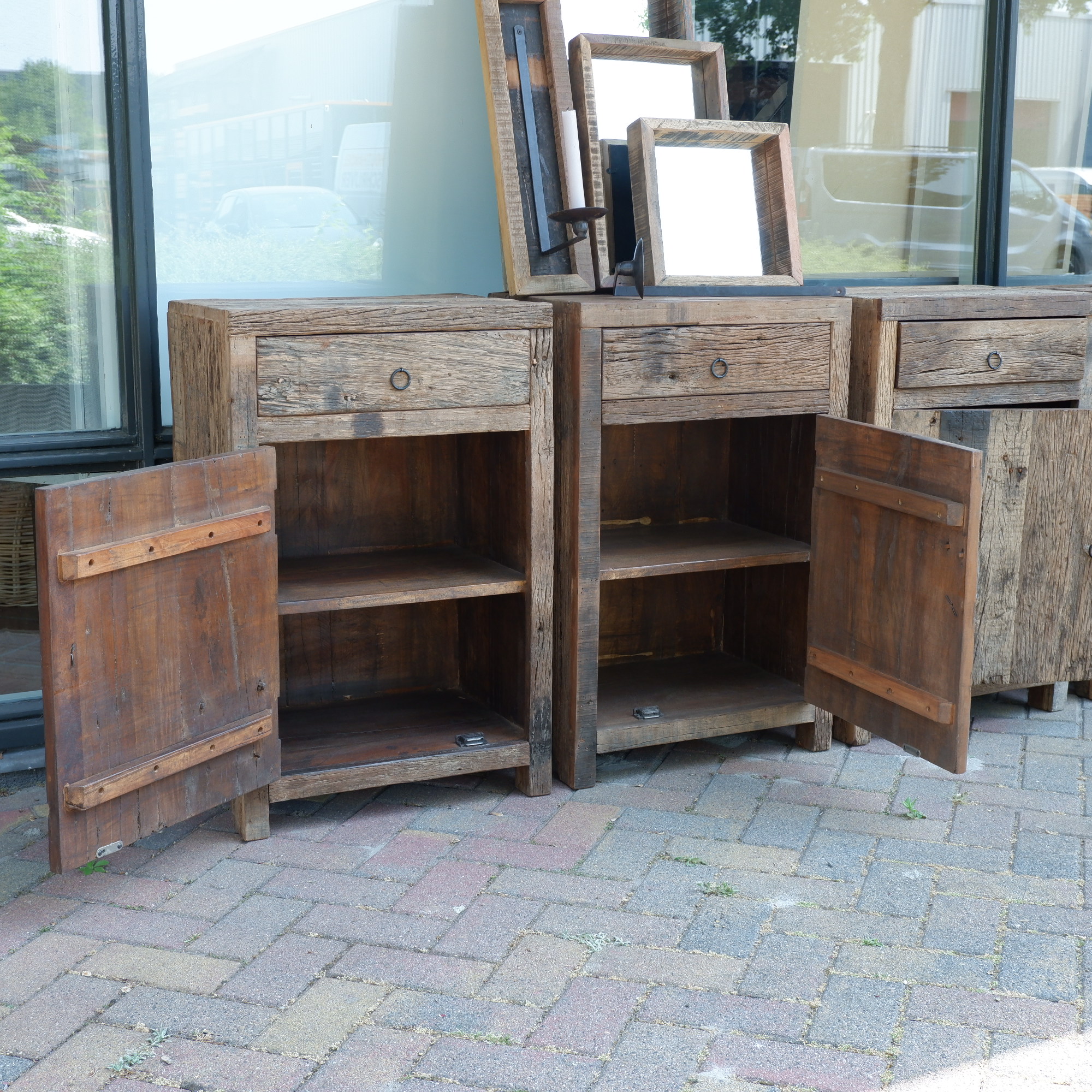 Nachtkast Old wood met lade en deur - Afbeelding 14