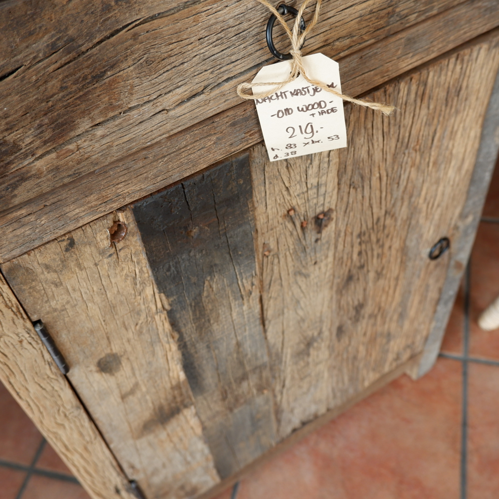 Nachtkast Old wood met lade en deur - Afbeelding 4