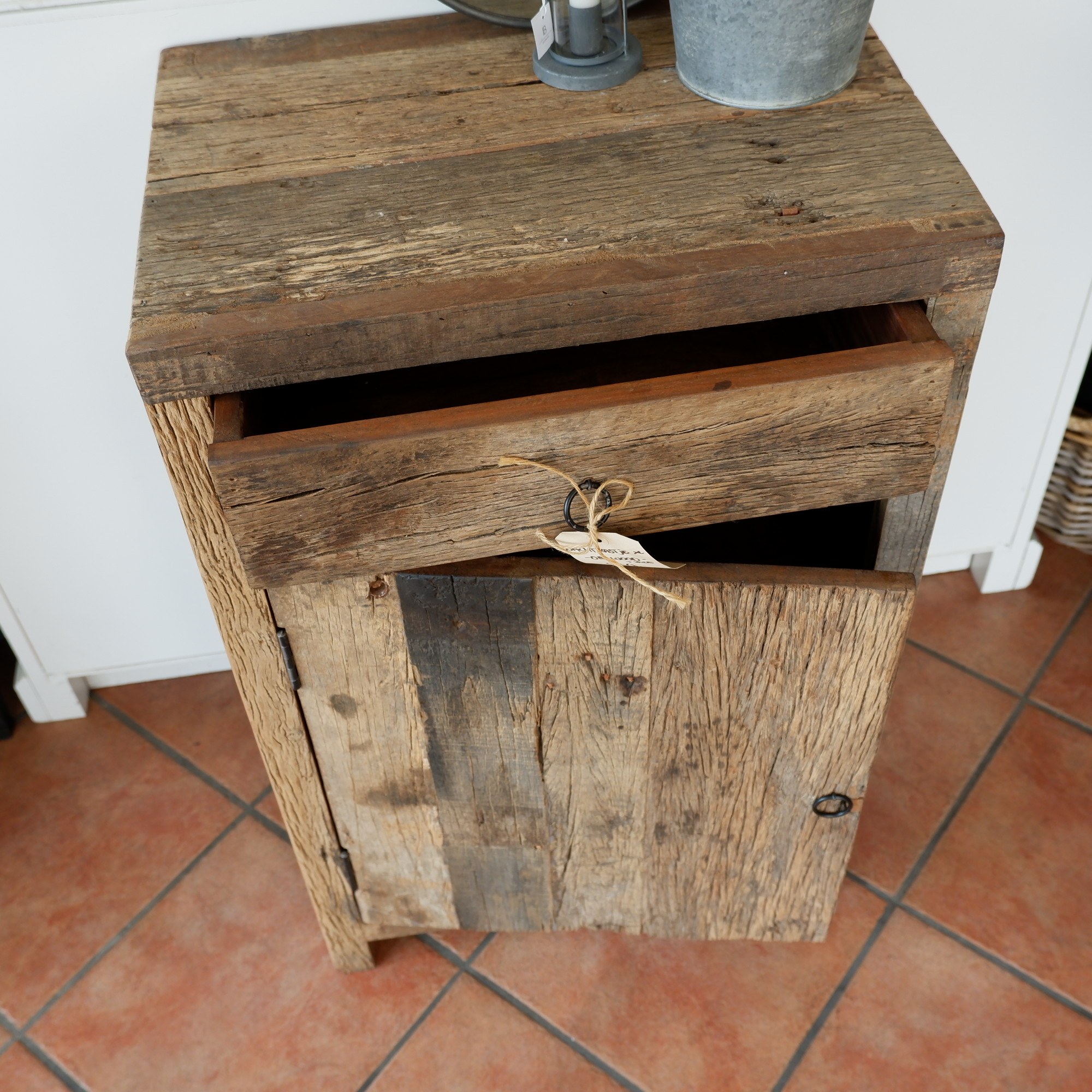 Nachtkast Old wood met lade en deur - Afbeelding 6