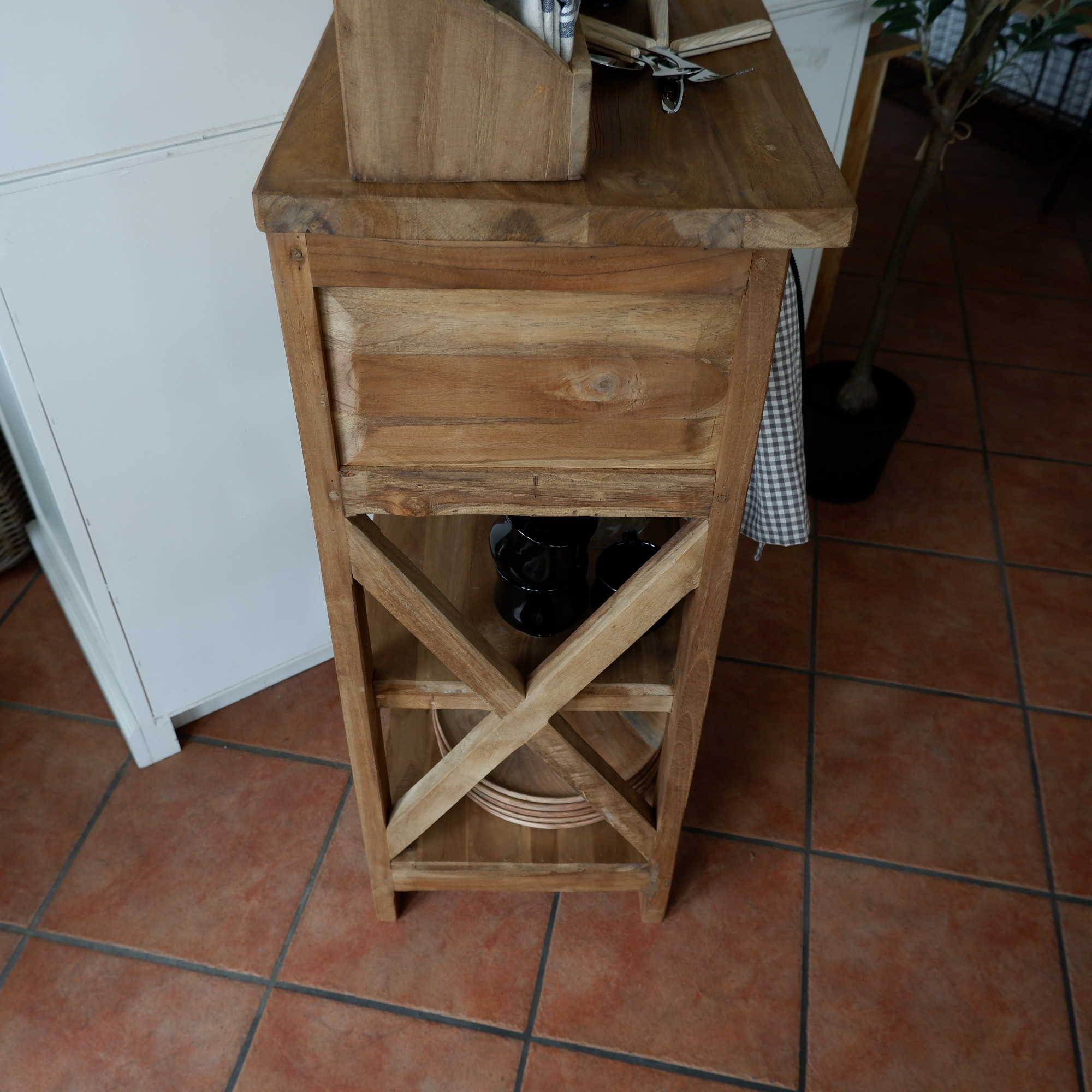 Kastje Cross met lade en 2 planken oud teak - Afbeelding 13