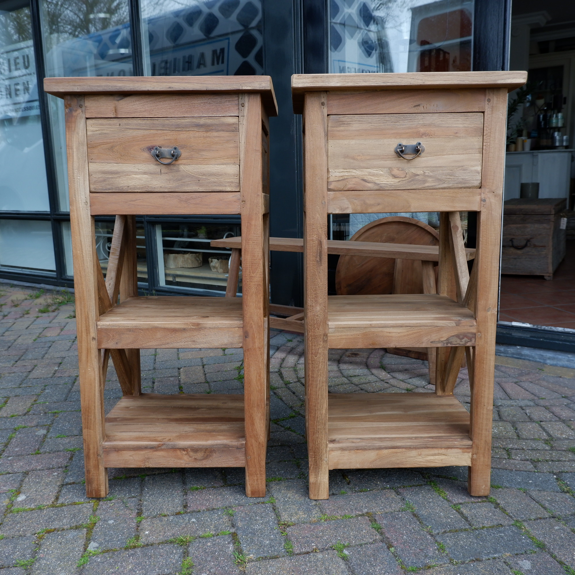 Kastje Cross met lade en 2 planken oud teak - Afbeelding 22
