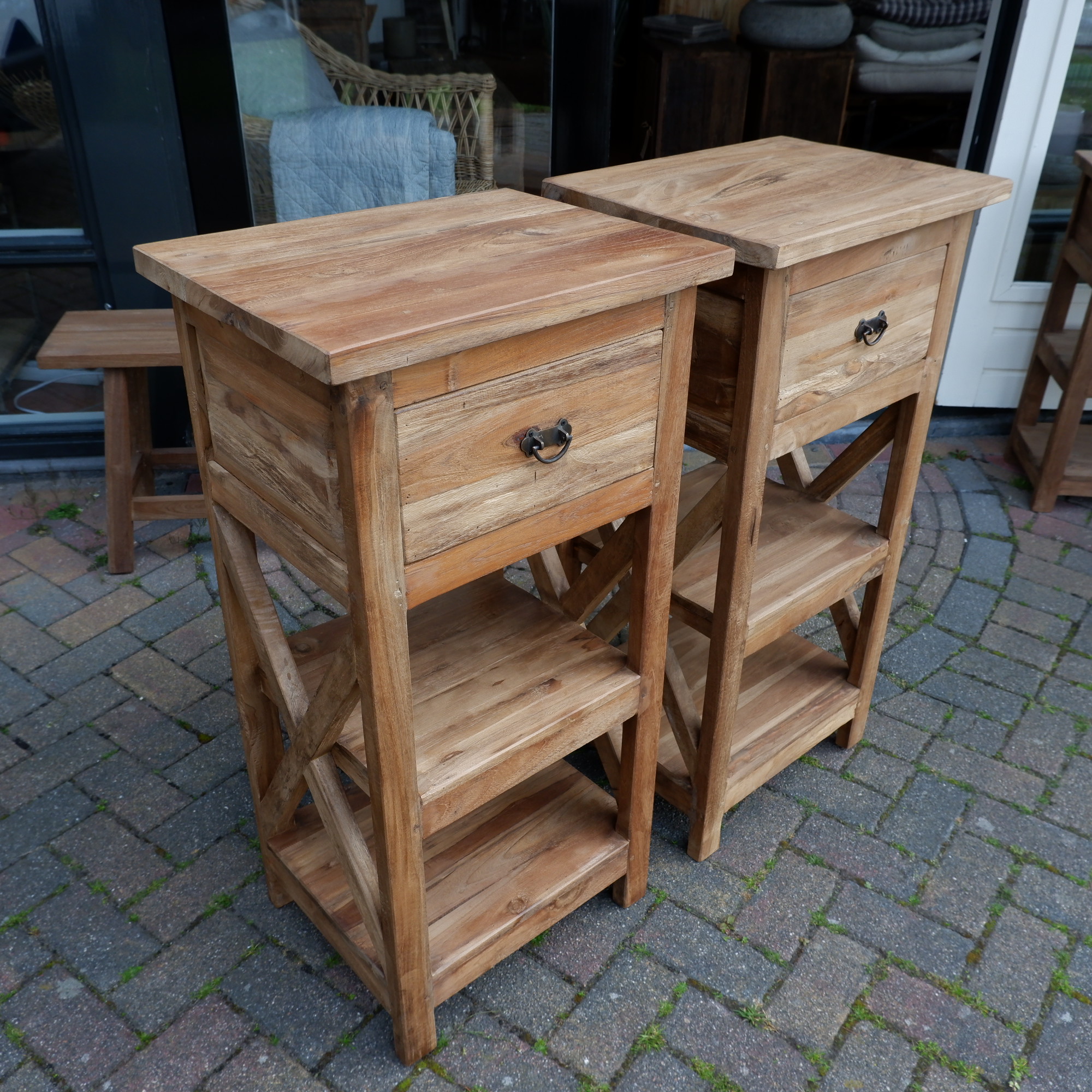 Kastje Cross met lade en 2 planken oud teak - Afbeelding 23