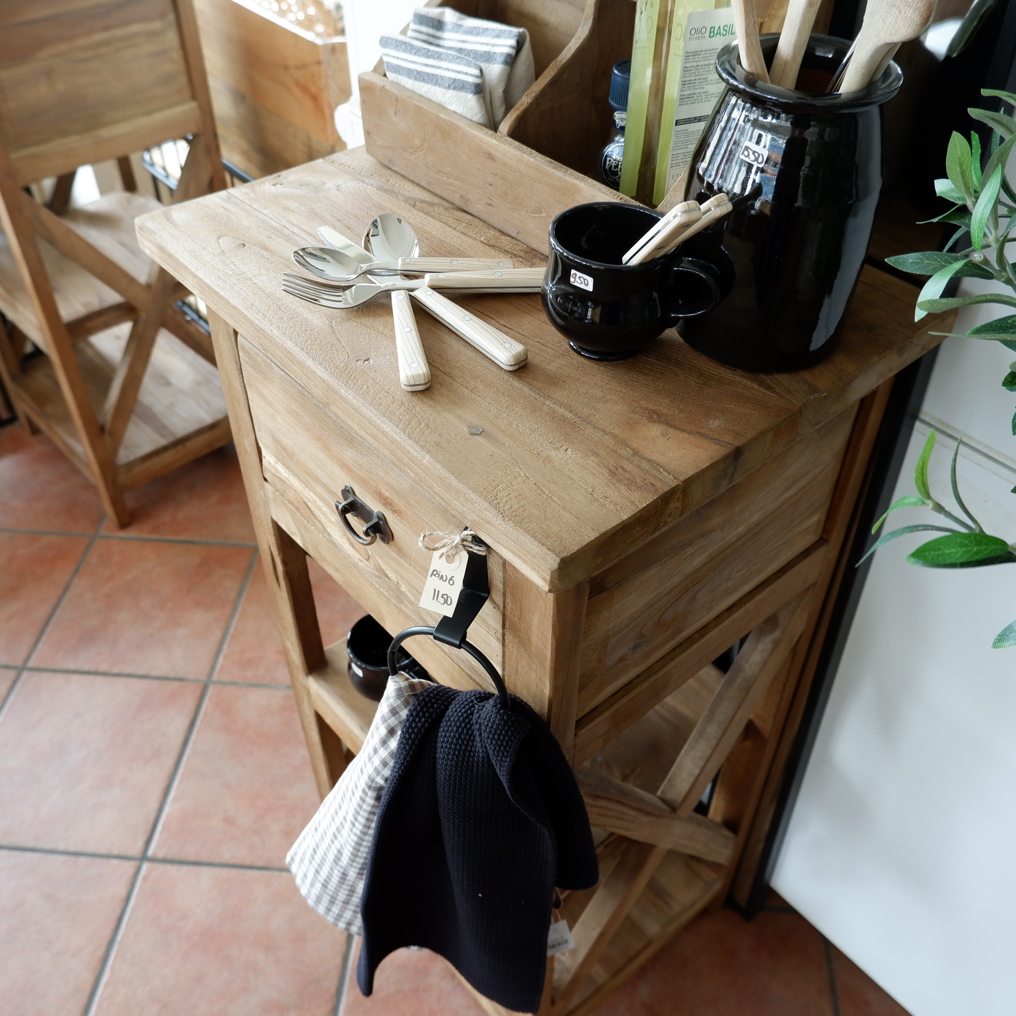 Kastje Cross met lade en 2 planken oud teak - Afbeelding 8