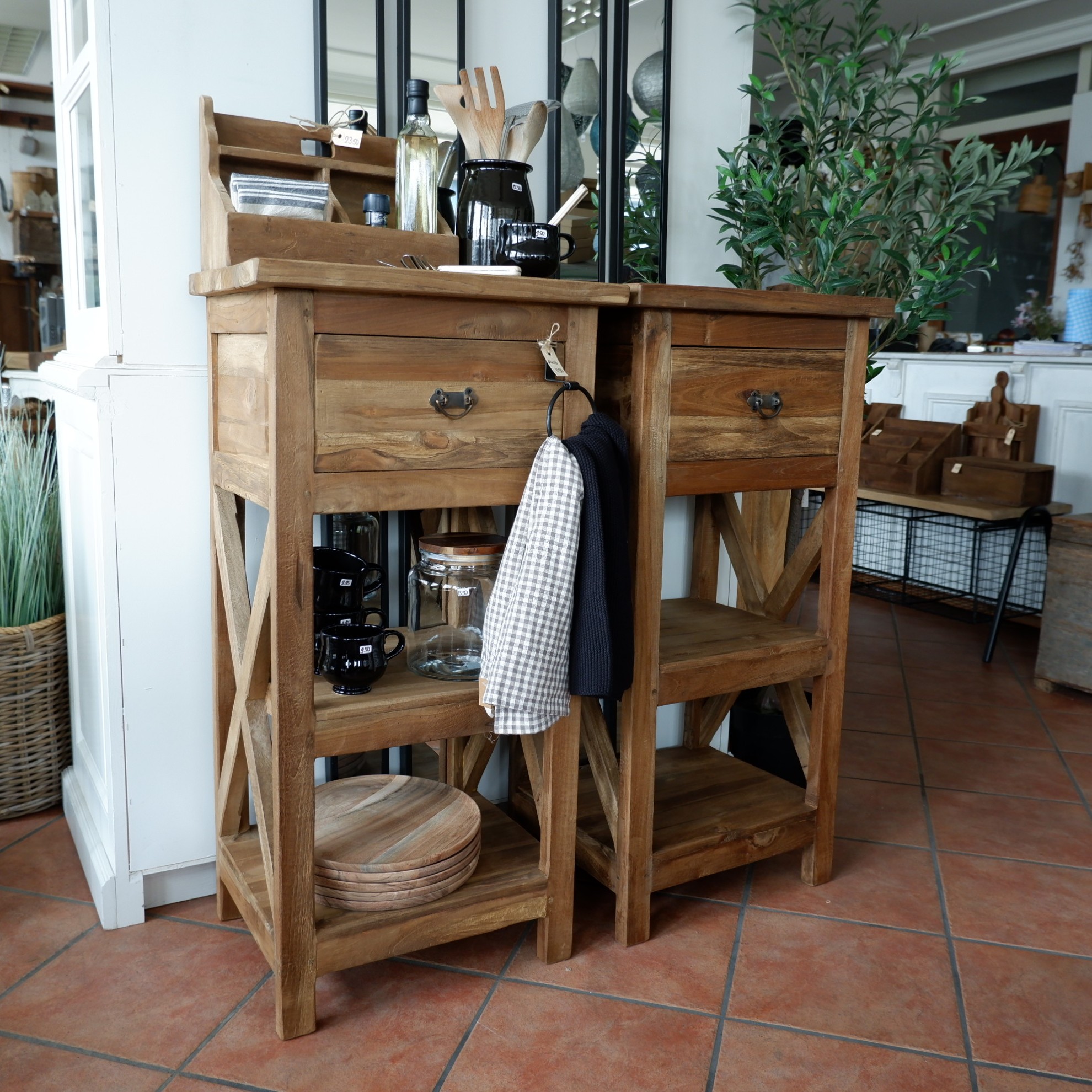 Kastje Cross met lade en 2 planken oud teak - Afbeelding 15