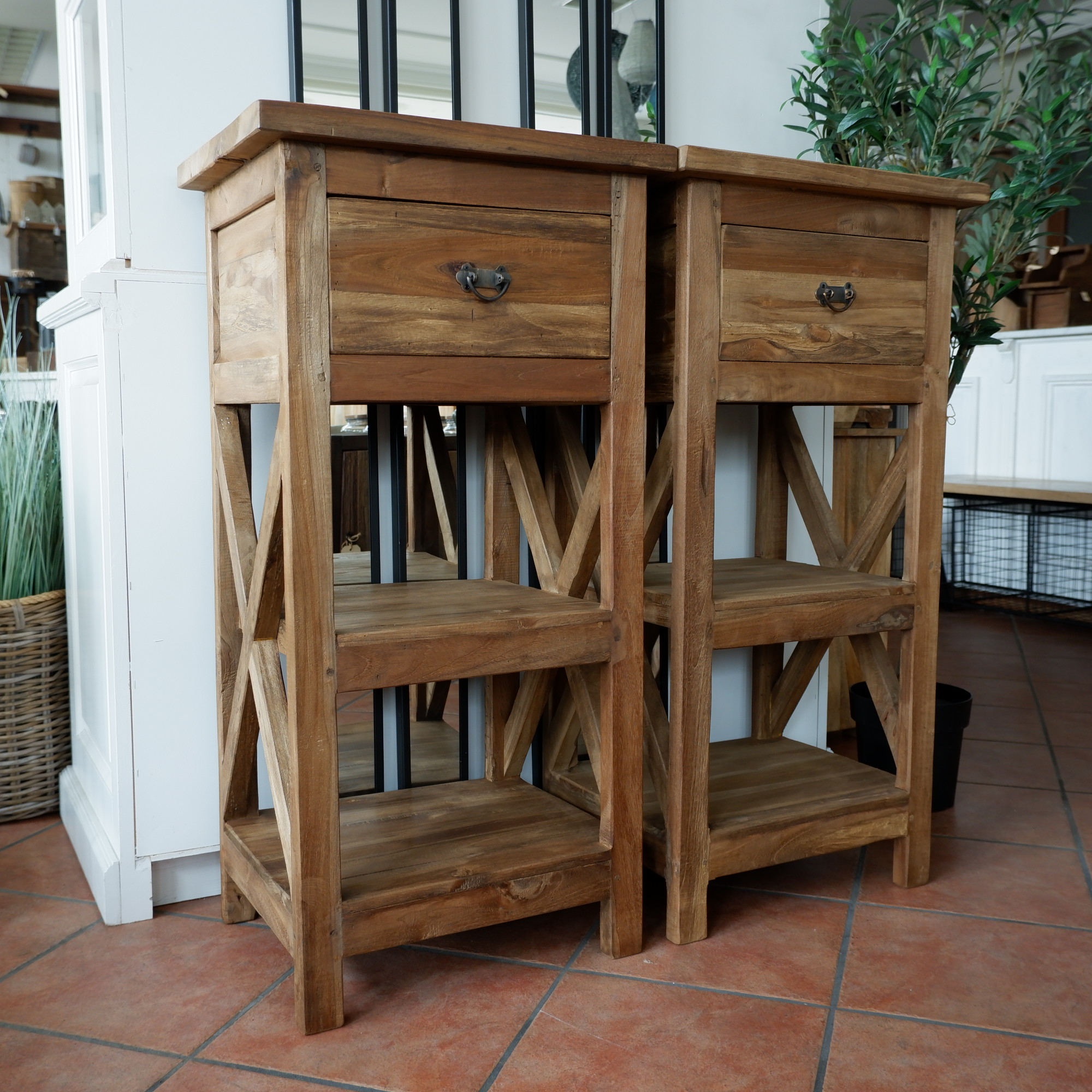 Kastje Cross met lade en 2 planken oud teak - Afbeelding 17