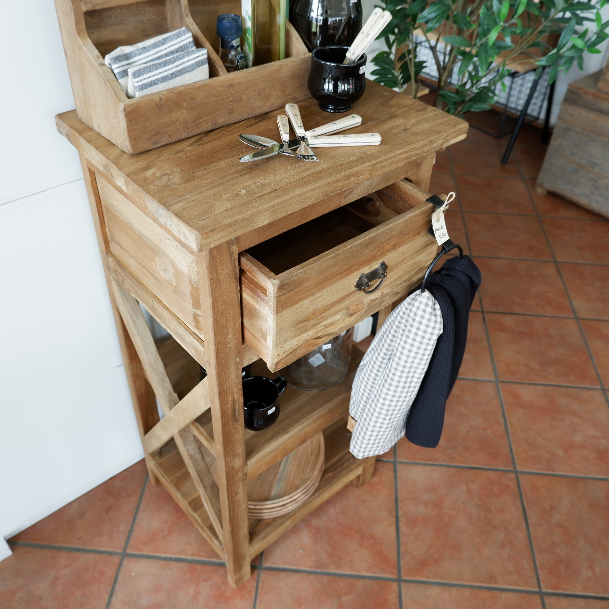 Kastje Cross met lade en 2 planken oud teak - Afbeelding 5