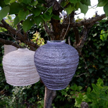 lumiz solar lampion balloon 20 cm tyvek patroon folia kleur mauve purple is een vergrijsde lichte lila en arch 30 cm soft blush