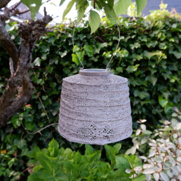 lumiz solar lampion lampshade 20 cm tyvek patroon lace kleur taupe