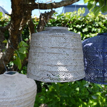 lumiz solar lampion lampshade 20 cm tyvek patroon lace kleur taupe10