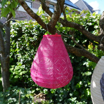 lumiz solar lampion tulip 20 cm tyvek patroon mandela kleur fuchia donker roze10