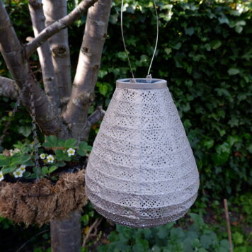 lumiz solar lampion tulip 20 cm tyvek patroon topaze kleur taupe2