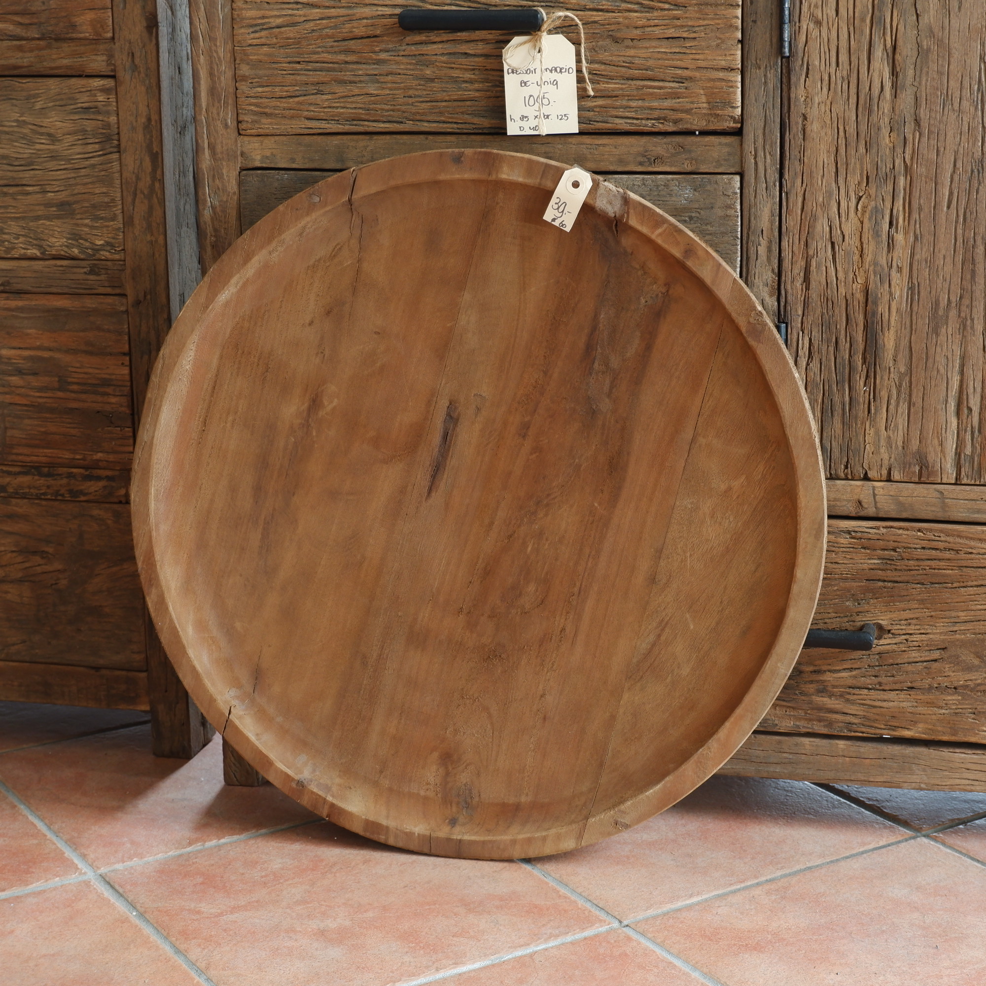 Schaal rond Ø60 cm oud teak - Afbeelding 15
