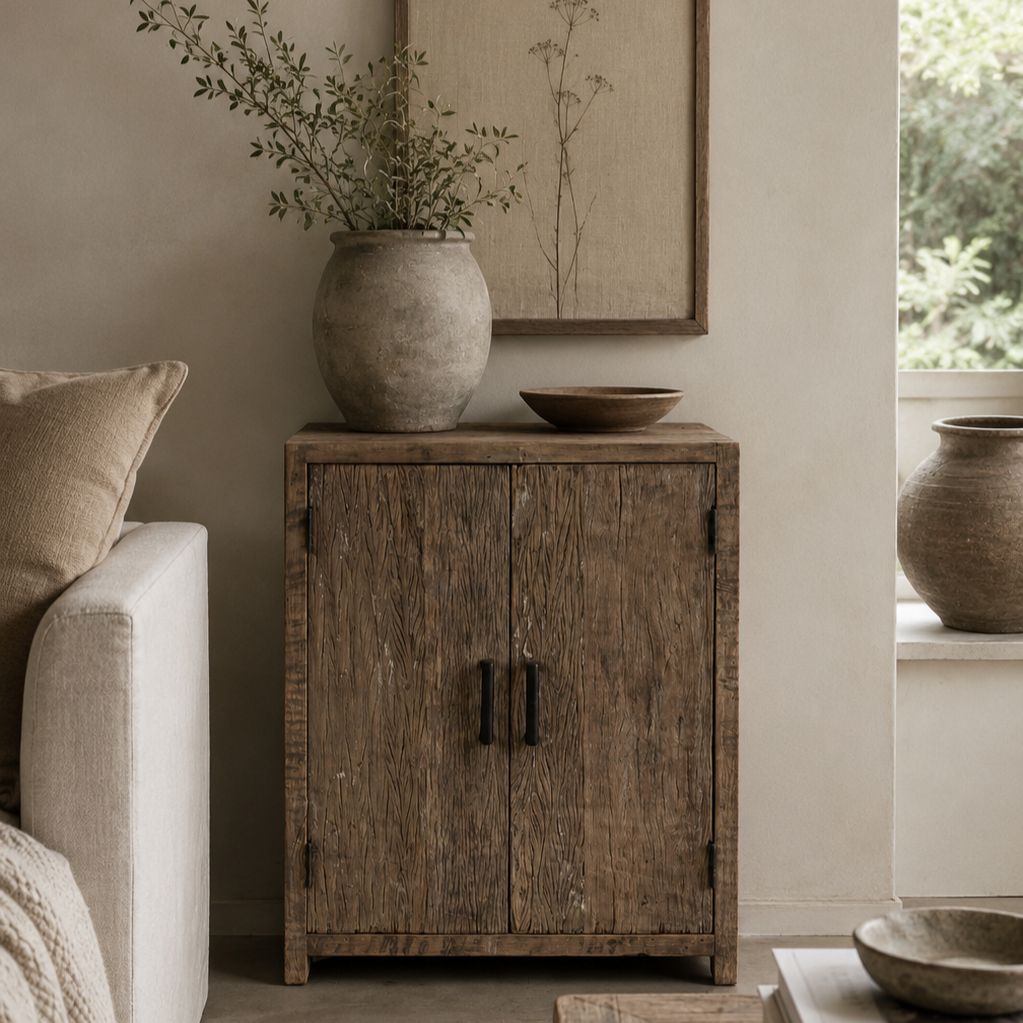 be uniq 2 deurs kastje oud vergrijsd hardhout hoog 80 cm breed 60 cm diep 40 cm limited edition 10