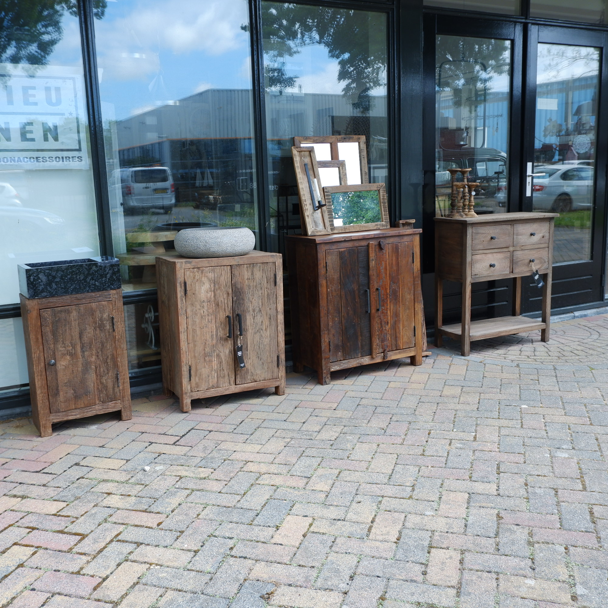 2-deurs kastje oud vergrijsd hout Limited edition - Afbeelding 7