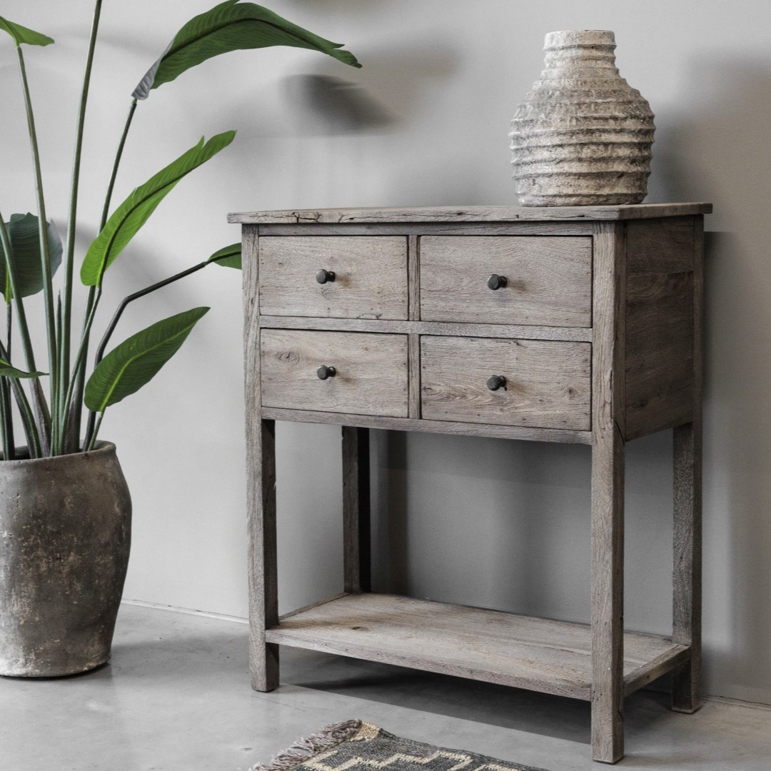 Haltafel Pacha 4 lades en onderplank vergrijsd teak - Afbeelding 21
