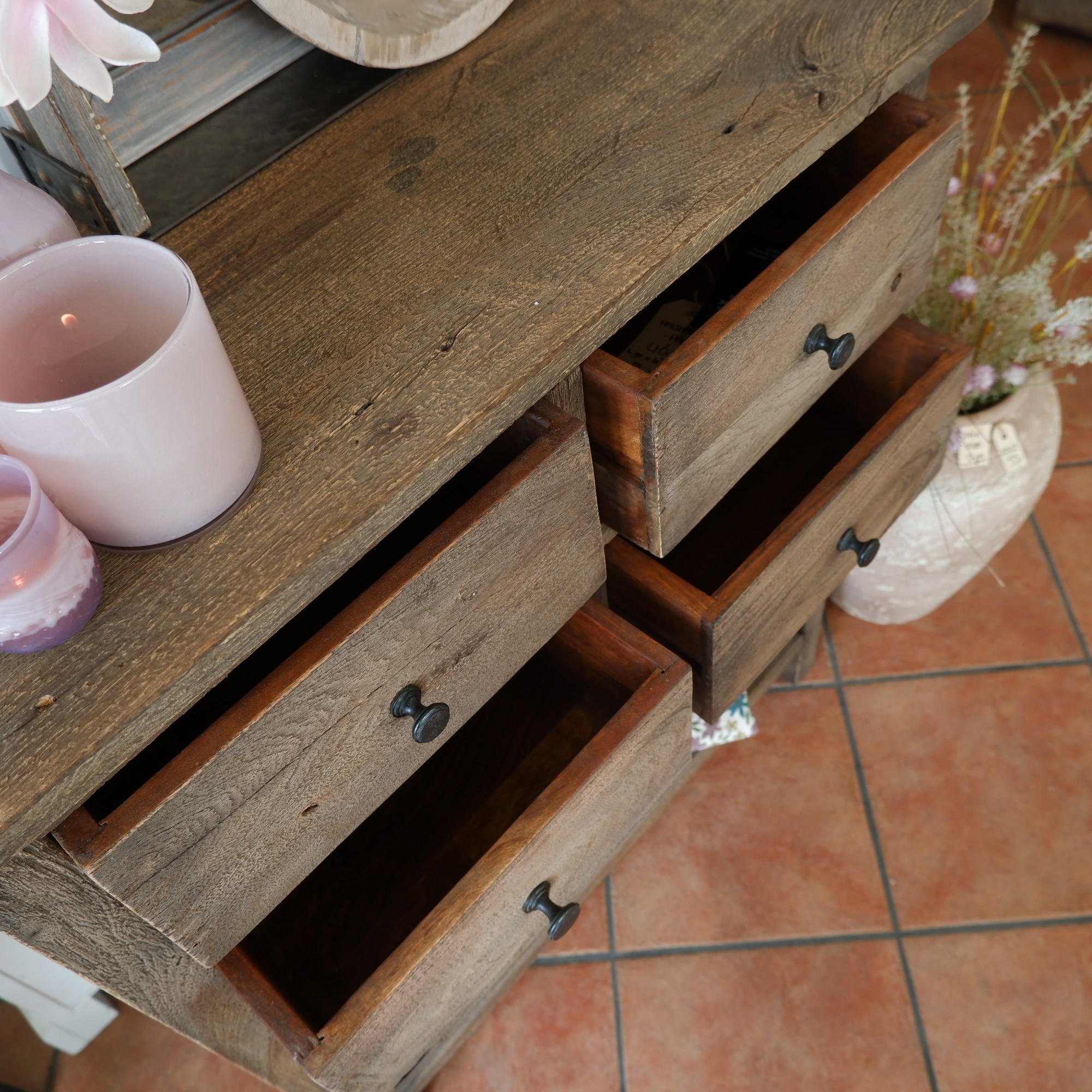 Haltafel Pacha 4 lades en onderplank vergrijsd teak - Afbeelding 10