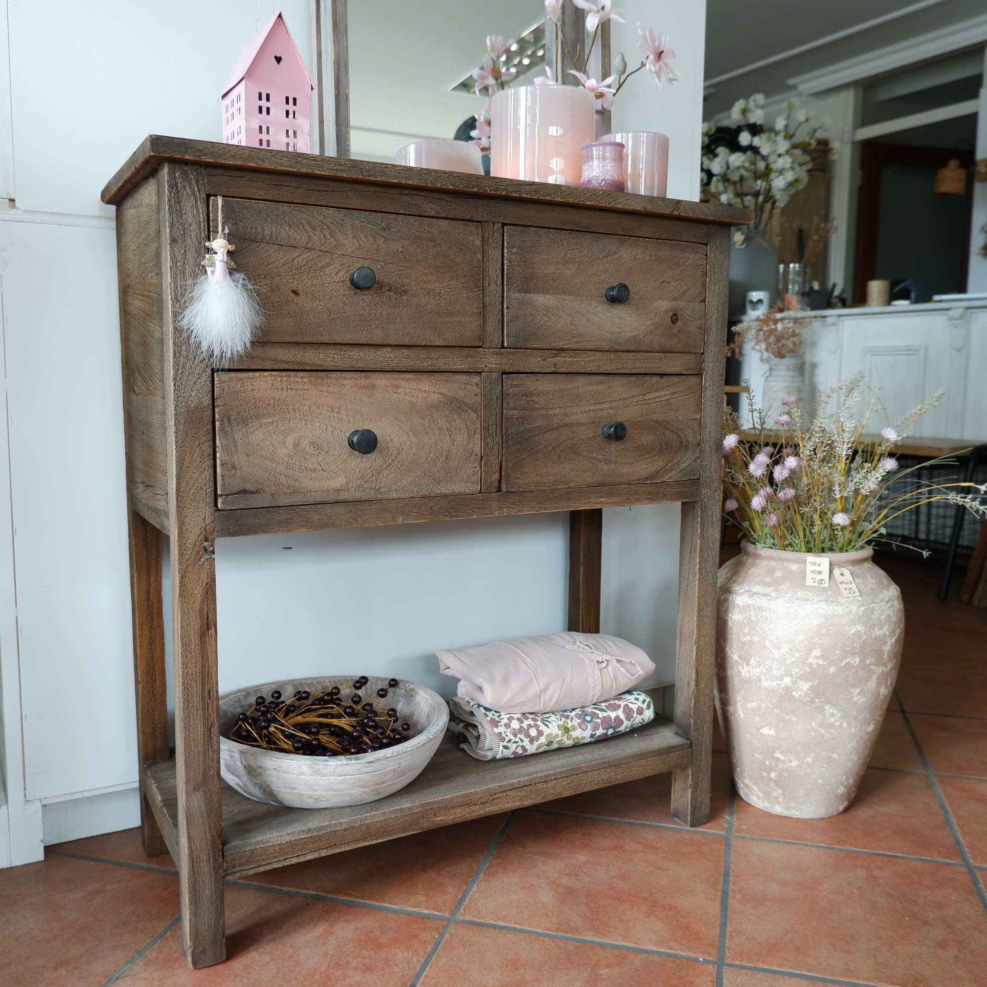 Haltafel Pacha 4 lades en onderplank vergrijsd teak - Afbeelding 2