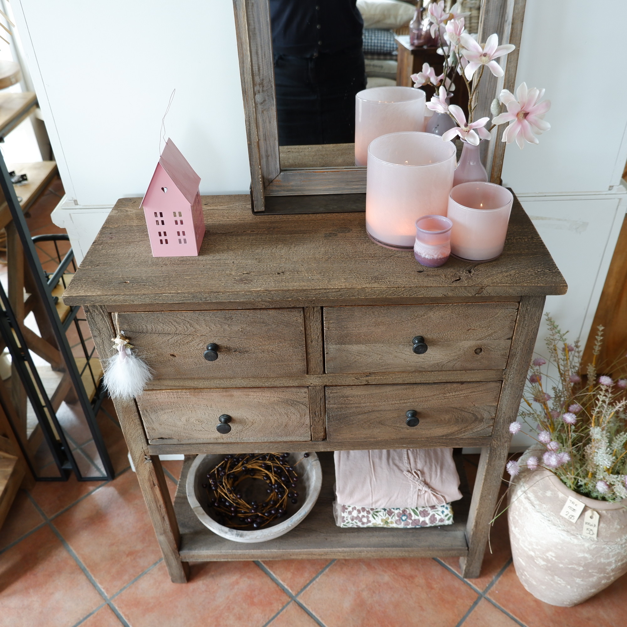 Haltafel Pacha 4 lades en onderplank vergrijsd teak - Afbeelding 4