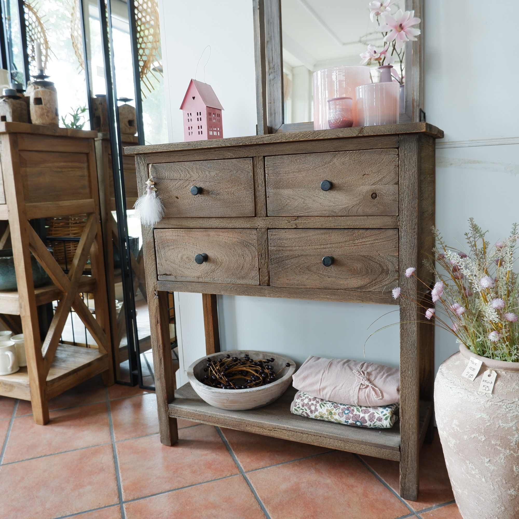 Haltafel Pacha 4 lades en onderplank vergrijsd teak - Afbeelding 6
