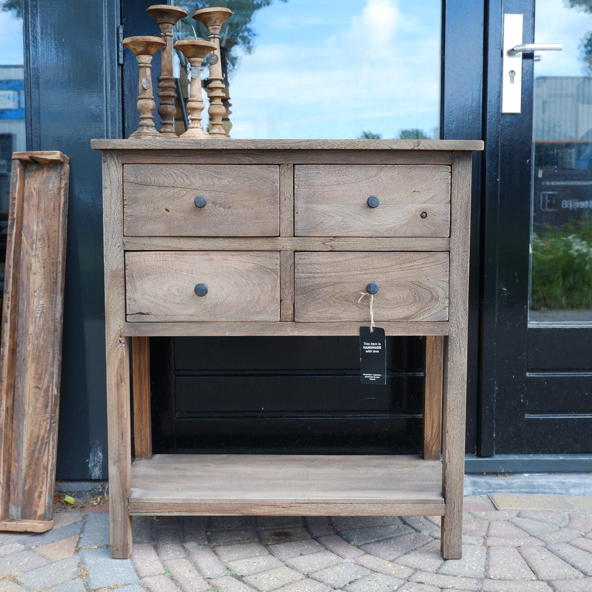 Haltafel Pacha 4 lades en onderplank vergrijsd teak - Afbeelding 11