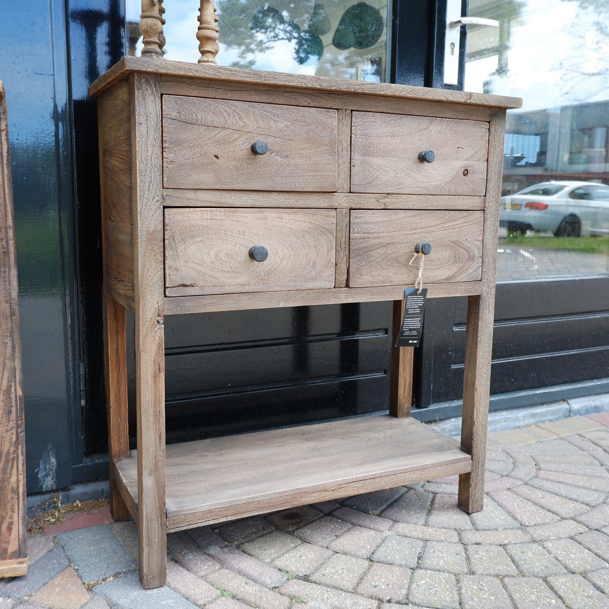 Haltafel Pacha 4 lades en onderplank vergrijsd teak - Afbeelding 12
