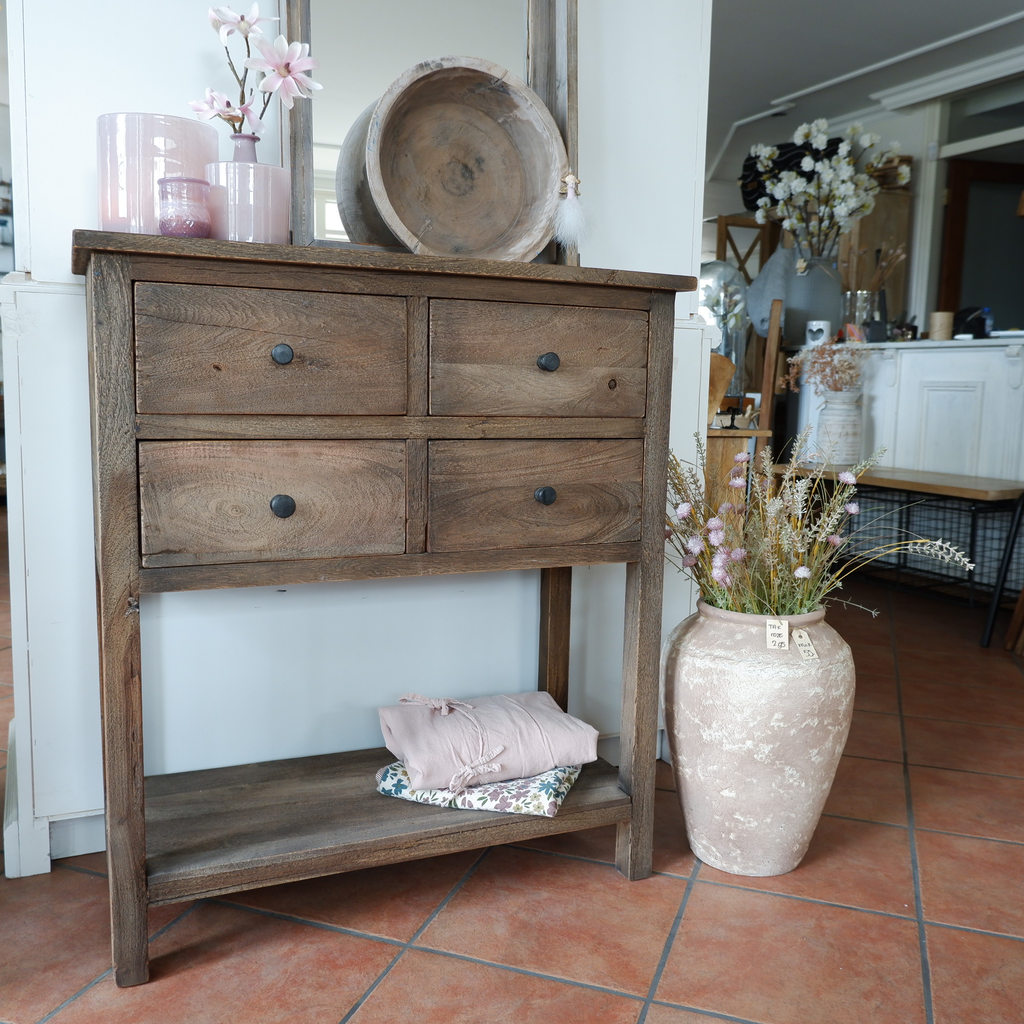 Haltafel Pacha 4 lades en onderplank vergrijsd teak - Afbeelding 14