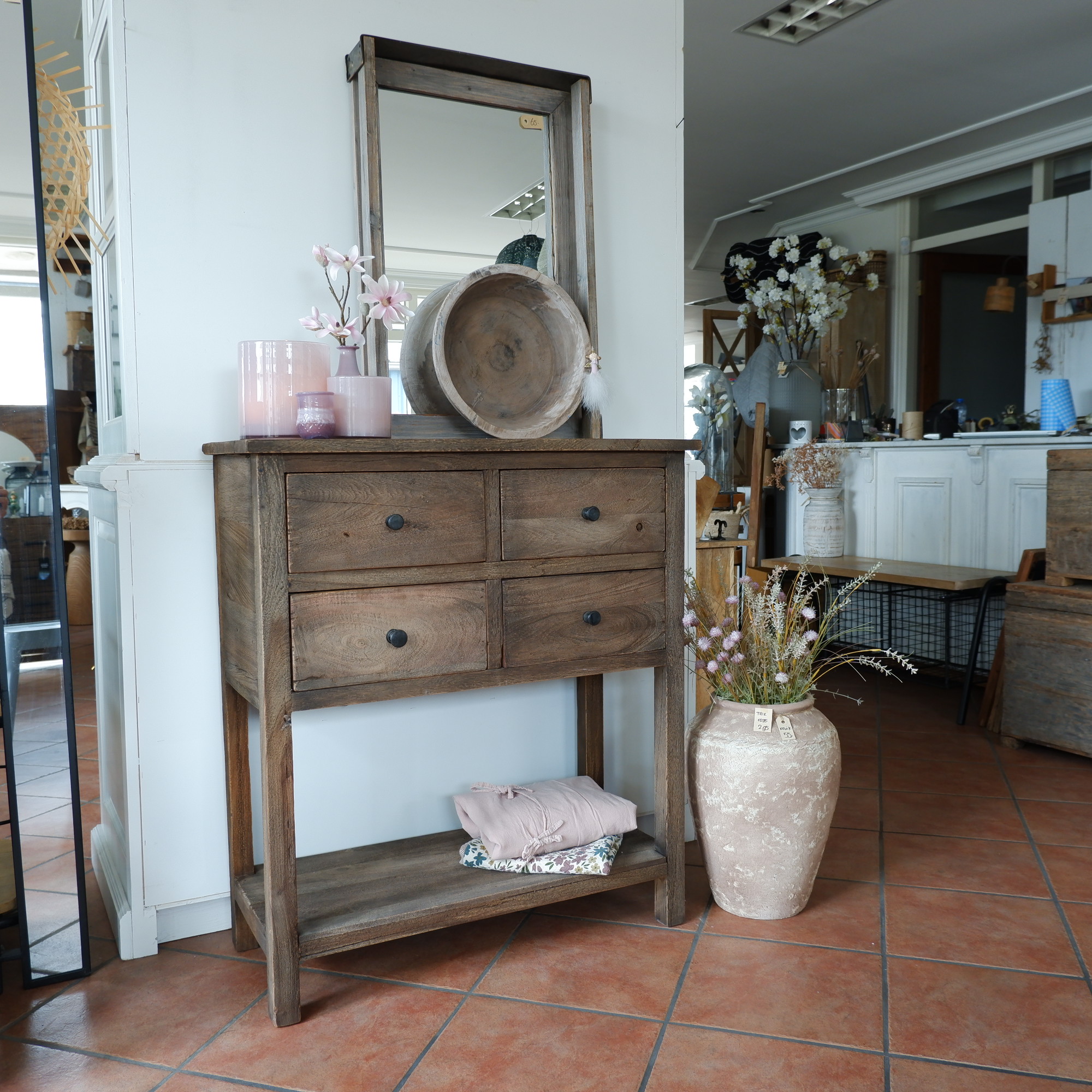 Haltafel Pacha 4 lades en onderplank vergrijsd teak - Afbeelding 13